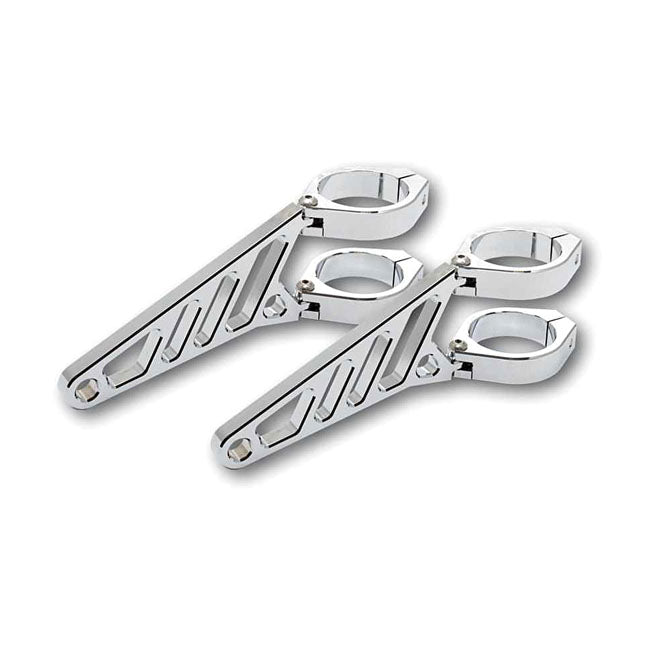 MCS Fingers, Adj. Headlamp Bracket Assembly Long 35-37mm. Chrome – Universal with 1935–1937mm Fork Tubes