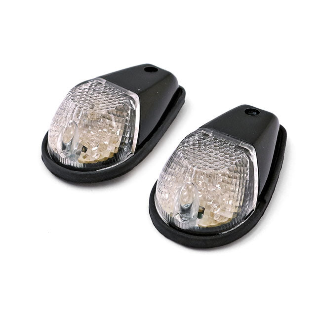 MCS Natron, LED Fairing Turn Signals. Black. Clear Lens – Universal