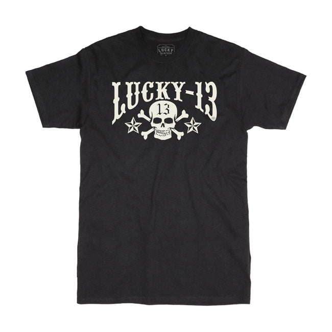 Lucky 13 Skull Stars T-Shirt Black – S
