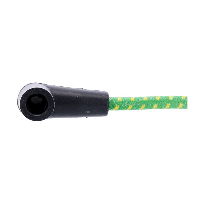 MCS Universal 40" Spark Plug Wire Set. Cotton Cloth Green/Yellow – Universal with Pre-1999 Style Coil