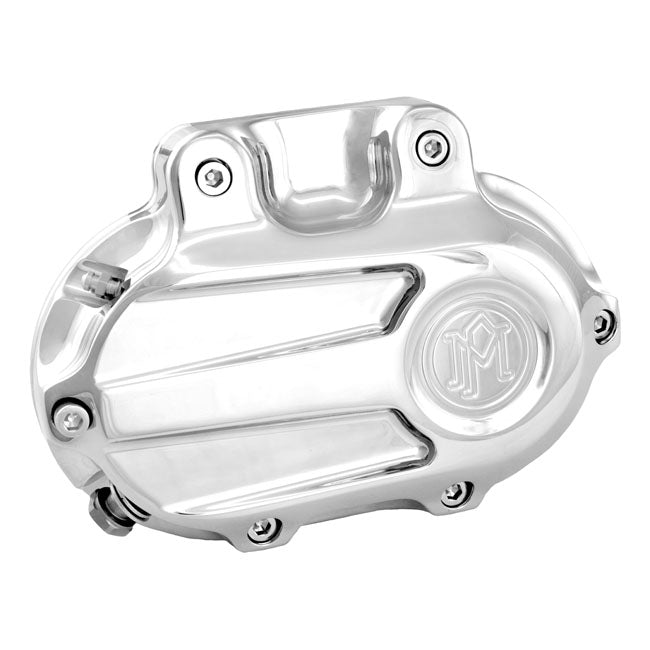 Pm Transmission End Cover Scallop, Hydraulic. Chrome for 06-17 Dyna; 07-17 Softail; 07-13 Touring; 14-16 FLHR/C Touring Without Fairing