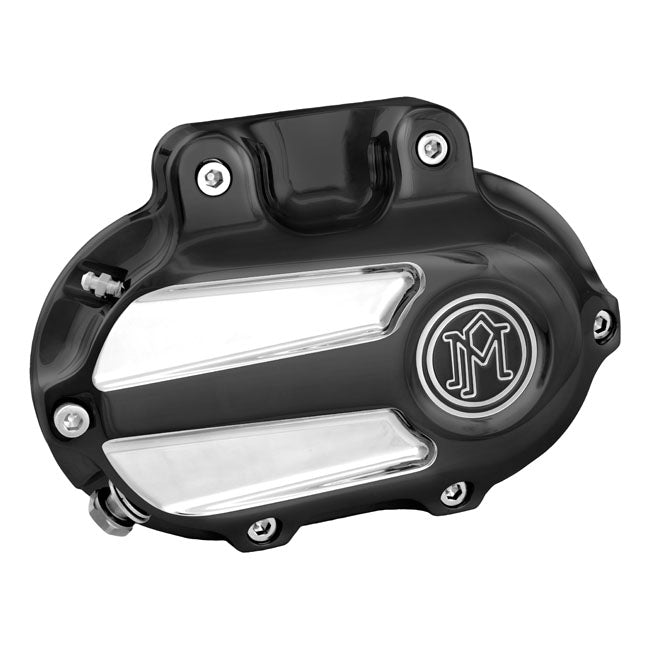 Pm Transmission End Cover Scallop, Cable Clutch Contrast Cut for 87-06 Softail; 87-06 Flt; 91-05 Dyna