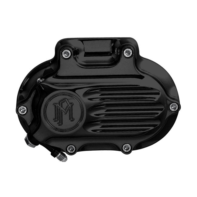 Pm Transmission End Cover Fluted, Hydraulic. Black for 06-17 Dyna; 07-17 Softail; 07-13 Touring; 14-16 FLHR/C Touring Without Fairing