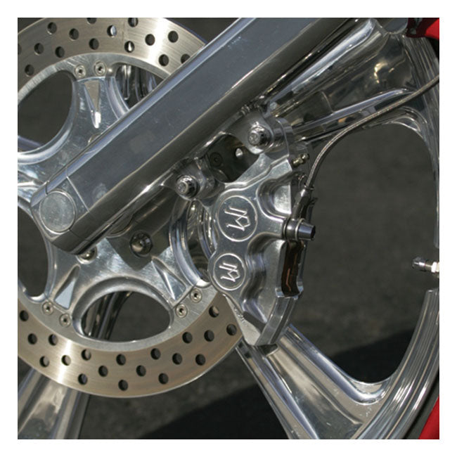 Performance Machine 4-P 137x4B Caliper. Bolt-on, 11.5" Left Front. Polished – 1984–1999 Big Twin; XL Sportster