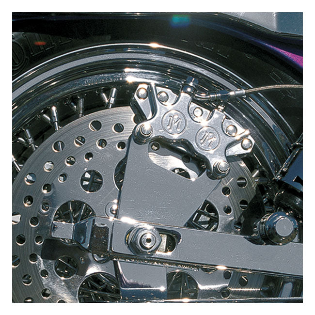 Performance Machine Rear 4-P Caliper Bracket, 10". Chrome – 1973–1986 4-Speed FL; FX; Custom…