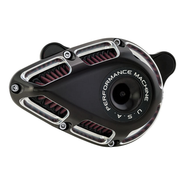 Pm Jet Air Cleaner Contrast Cut for Cv Carb: 93-06 Big Twin; Delphi Inj.: 04-17 Dyna (Excl. 2017 FXdls); 01-15 Softail; 02-07 Flt, Touring