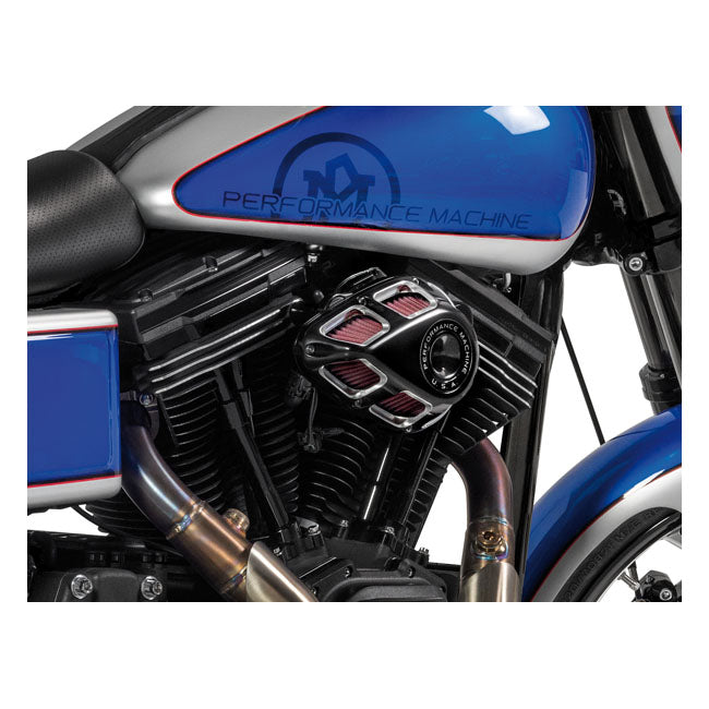 Pm Jet Air Cleaner Contrast Cut for Cv Carb: 93-06 Big Twin; Delphi Inj.: 04-17 Dyna (Excl. 2017 FXdls); 01-15 Softail; 02-07 Flt, Touring