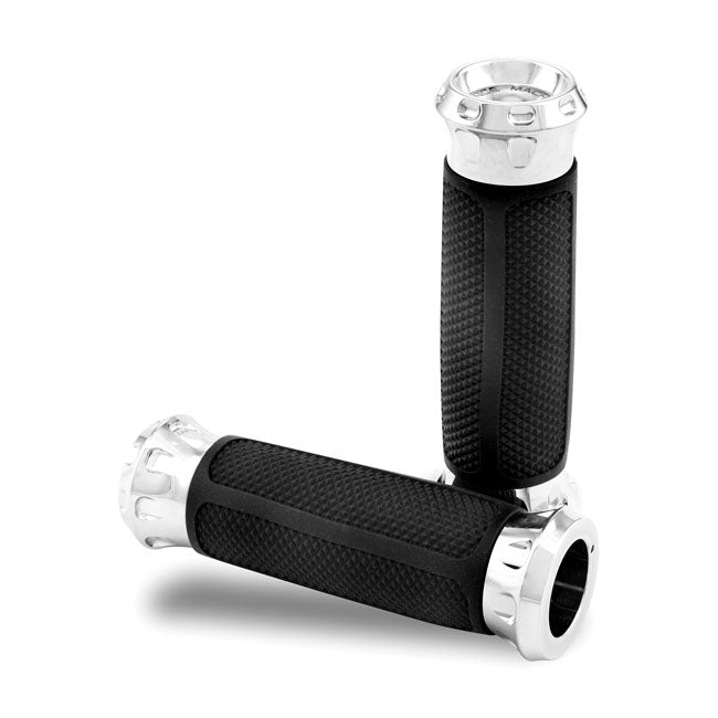 Pm Overdrive Grips Chrome for 74-20 H-D With Single Or Dual Throttle Cables (Excl. Street)