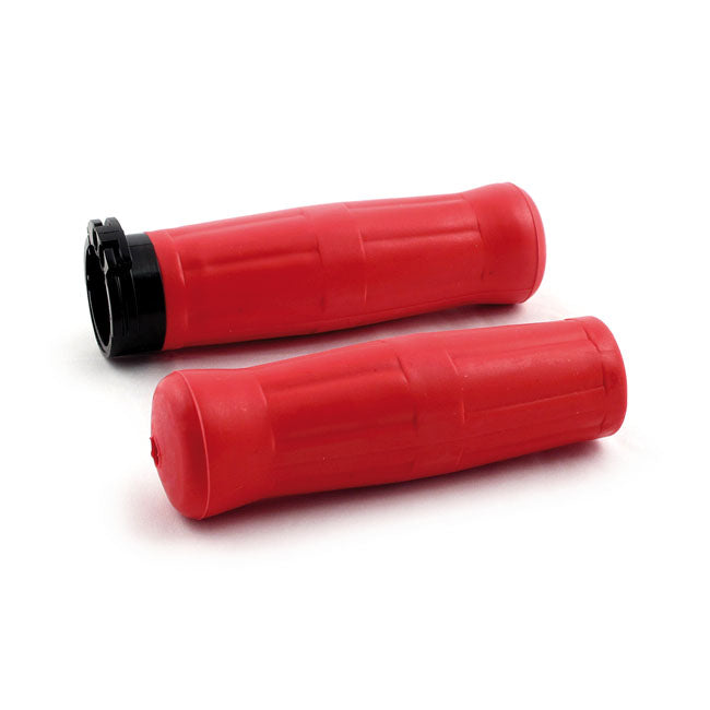 Avon Grips Avon Old School Grips Coke Bottle Look, Red – 1996–2022 H-D with Dual Throttle Cables