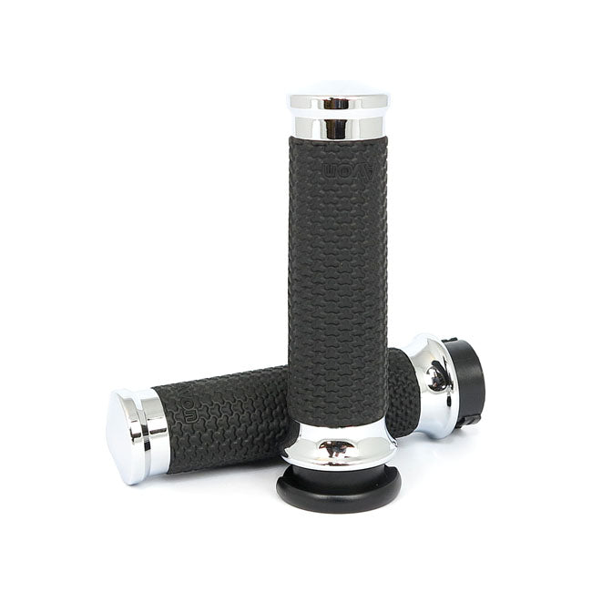 Avon Grips Memory Foam Grip Set. Small. Chrome – 1996–2022 H-D with Dual Throttle Cables