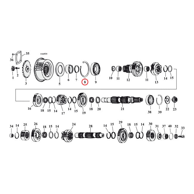Jims Retaining Ring Mainshaft Bearing, Left – L1984–2026 5/6-Speed Big Twin; 1991–2022…