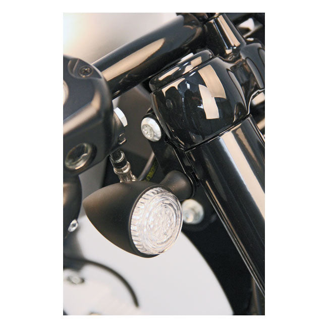 Cult-Werk Turn Signal Bracket Set. Front. Black – 1986–2015 XL Sportster