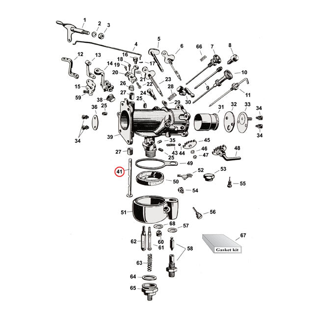 Samwel Throttle Shaft, 1" Linkert – 1936–1952 45" W; 1936–1954 Servi-Cars