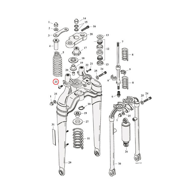 Samwel Screw, Softail Springer Fork – 1988–2006 FXSTS; 1997–2009 FLSTS