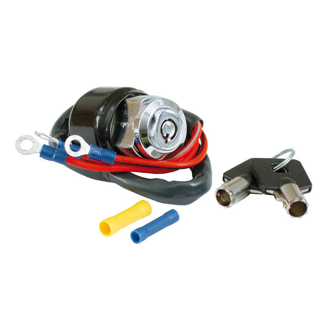 MCS Dyna Style Ignition Switch, Round Key, 3-Wire. Chrome – 1994–1999 Dyna;1975–2003 XL…