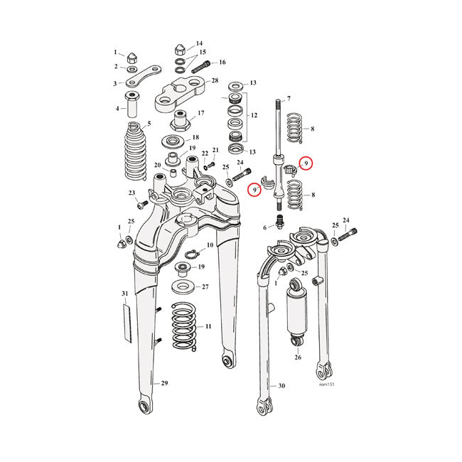 Samwel Spring Seat & Travel Bumper Kit, Softail Springer Fork – 1988–2006 FXSTS; 1997–2011 FLSTS/B