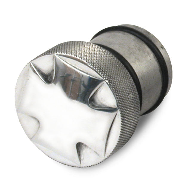 CPV Oil Tank Fill Plug Alu, Maltese Cross for 65-84 Big Twin & Custom Tanks