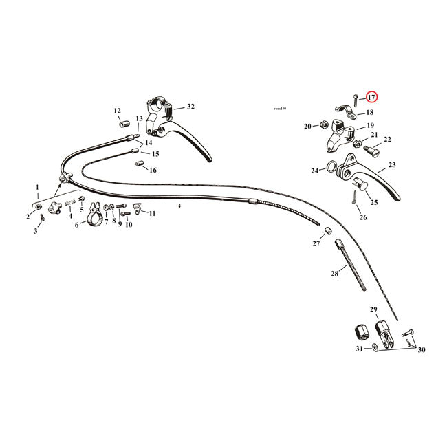Samwel Screw, Brake Lever Bracket Clamp – 1928–1940 45"