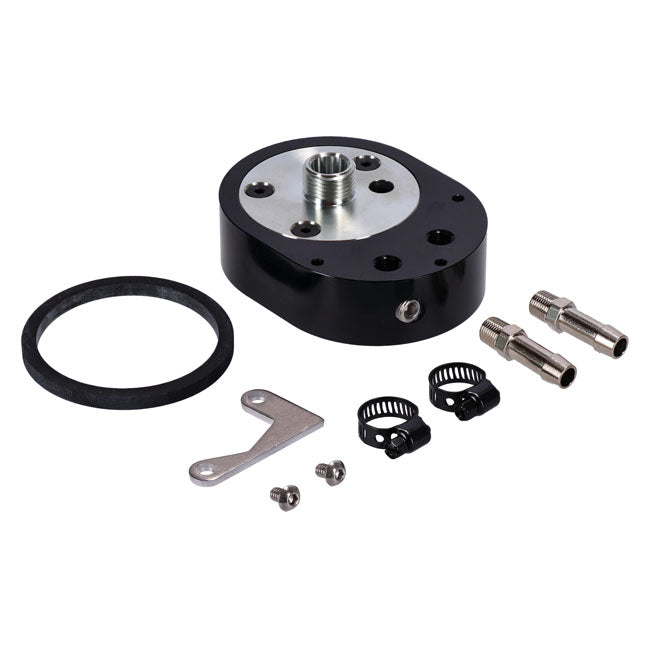 Jagg Offset Oil Filter Adapter with VRP. Black – 1995–1999 Fuel Injected Evo Big Twin…