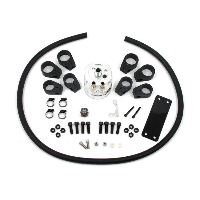 Jagg Oil Cooler Kit. Low Mount - Horizontal - 6 Row – 2000–2017 Softail
