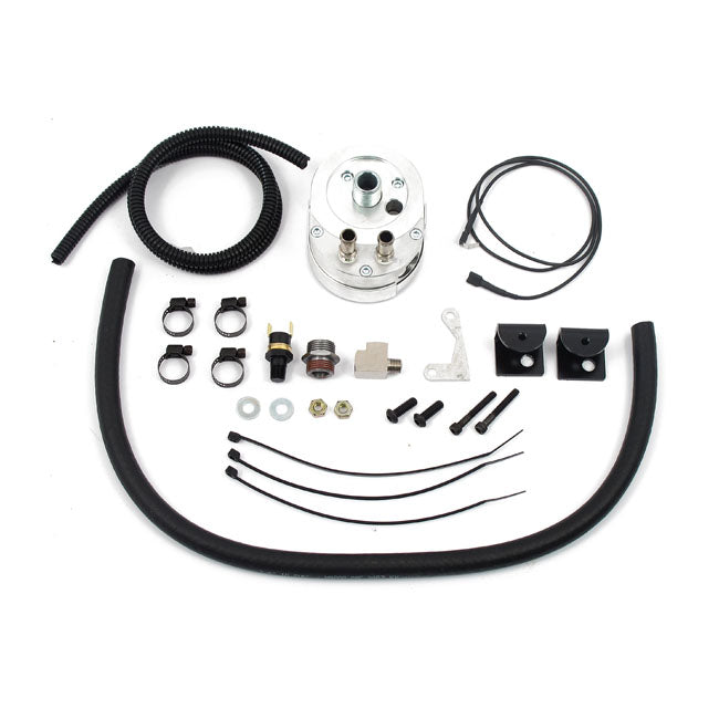 Jagg Oil Cooler Kit. Low Mount - Horizontal - 10 Row - Fan – 1984–2008 FLT/Touring