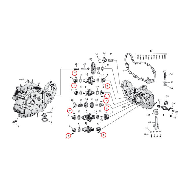 MCS Roll Pin, Cam Bushings – 1937–1973 45" SV; 1952–1956 KH