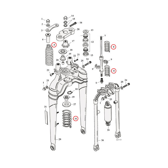 V-TWIN Mfg Spring Set for Springer Fork. Shot Peened – 1988–2006 FXSTS; 1997–2009 FLSTS