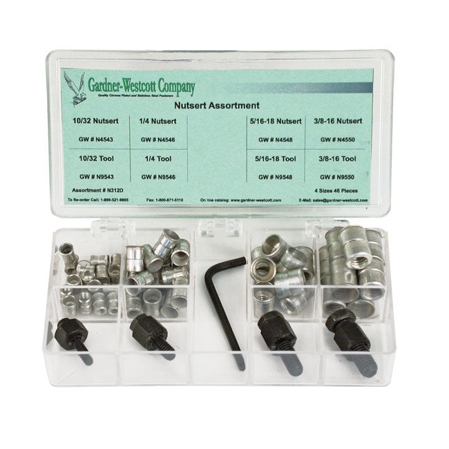 Gardner-Westcott Complete Nutsert Kit, Usa Threads