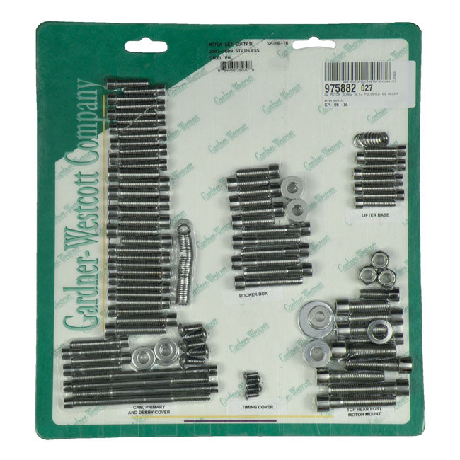 Gardner-Westcott Motor Screw Set, Polished SS Allen – 2007–2017 Softail