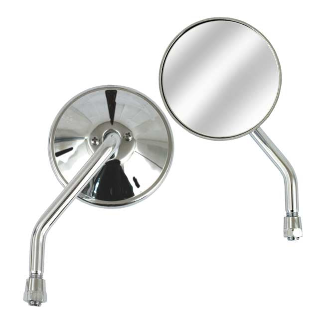 MCS 3-3/8" Round Custom Mirror, Left, 10mm. Chrome – Metric Threaded