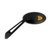 MCS LED Cateye Turn Signal Mirror Set. Black, Amber Front Lens – 65-UP H-D