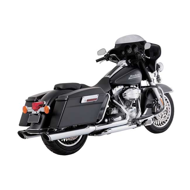 Vance & Hines 4" Twin Slash Round Slip-on Mufflers. Chrome – 1995–2016 FLT/Touring