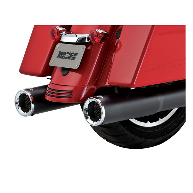 Vance & Hines Hi-Output slip-on mufflers. Matte black 17-23 Touring (excl. Trikes)