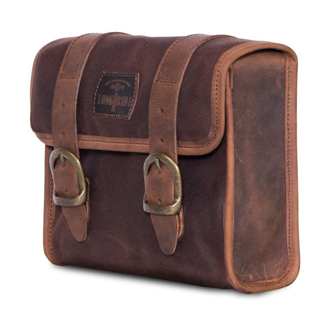 Longride ''Mini'' Waxed Cotton Saddlebag. Marron Brown