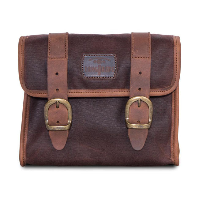 Longride ''Mini'' Waxed Cotton Saddlebag. Marron Brown