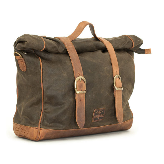 Longride ''Old Chopper'' Waxed Cotton Saddlebag. Khaki – Royal Enfield: Interceptor 650; Royal…