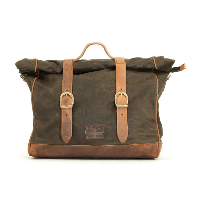 Longride ''Old Chopper'' Waxed Cotton Saddlebag. Khaki – Royal Enfield: Interceptor 650; Royal…