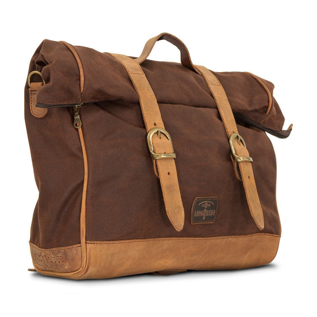 Longride ''Old Chopper'' Waxed Cotton Saddlebag. Marron Brown – Royal Enfield: Interceptor 650; Royal…