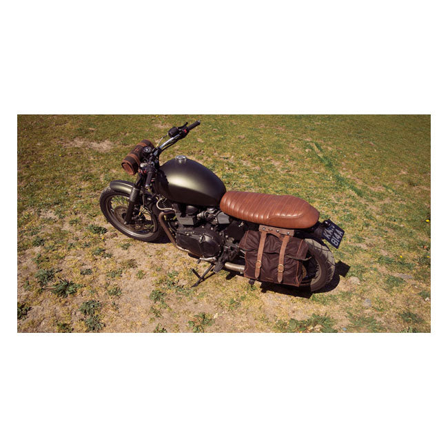 Longride ''Old Chopper'' Waxed Cotton Saddlebag. Marron Brown – Royal Enfield: Interceptor 650; Royal…