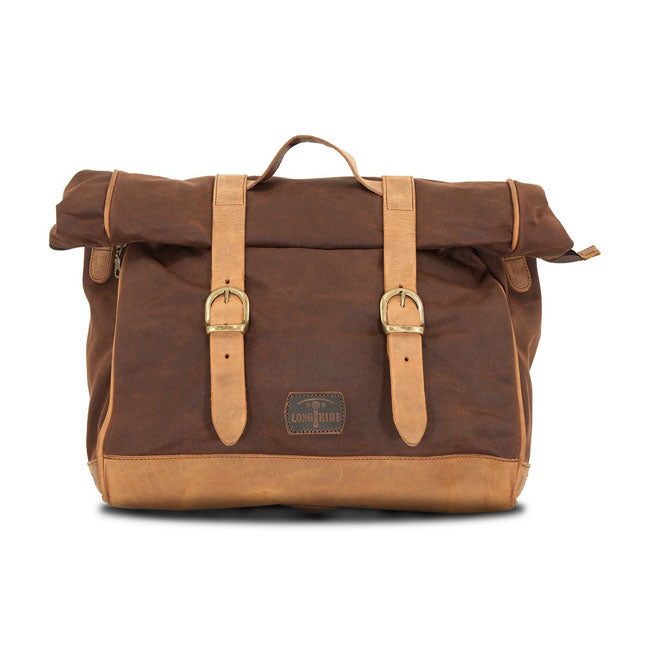 Longride ''Old Chopper'' Waxed Cotton Saddlebag. Marron Brown – Royal Enfield: Interceptor 650; Royal…