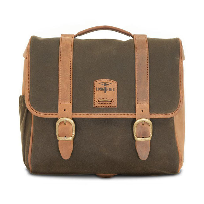 Longride ''Classic'' Waxed Cotton Saddlebag. Khaki – Universal