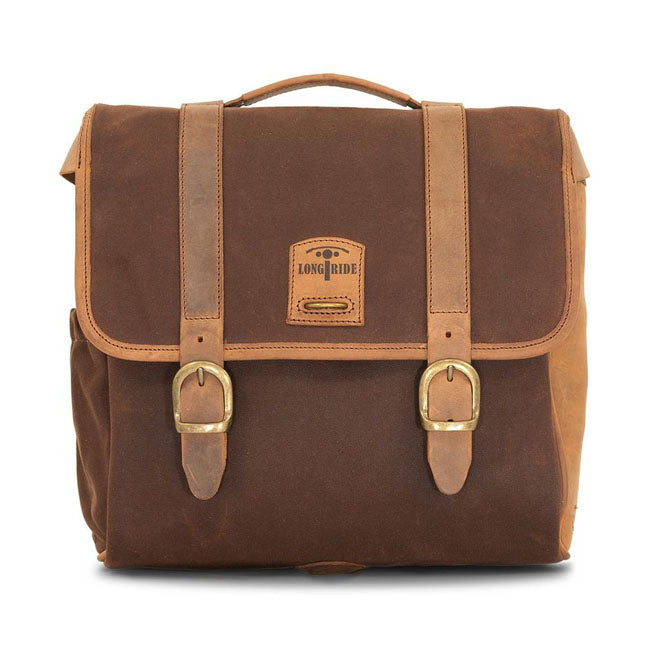 Longride ''Classic'' Waxed Cotton Saddlebag. Marron Brown – Universal