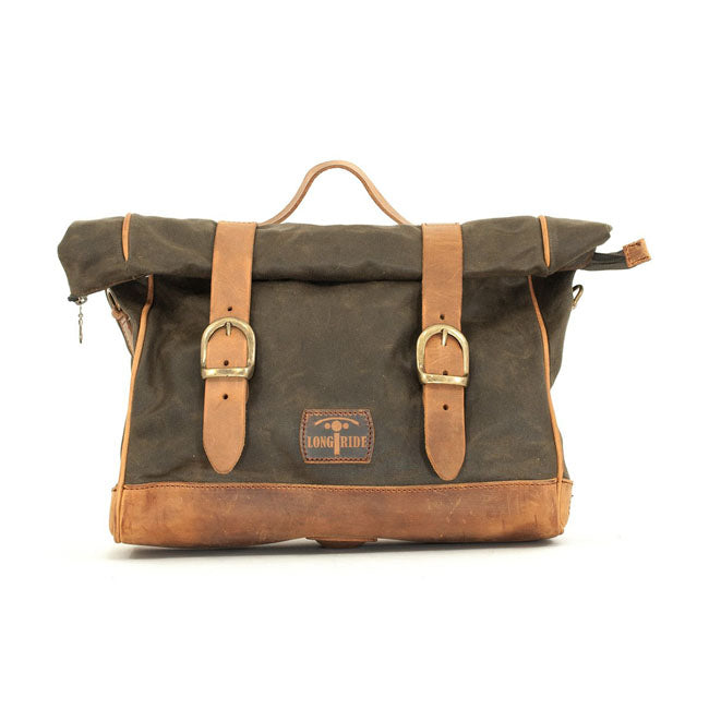 Longride ''Old Chopper'' Waxed Cotton Saddlebag. Khaki – Universal