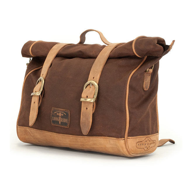 Longride ''Old Chopper'' Waxed Cotton Saddlebag. Marron Brown – Universal