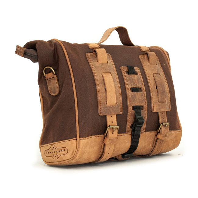 Longride ''Old Chopper'' Waxed Cotton Saddlebag. Marron Brown – Universal