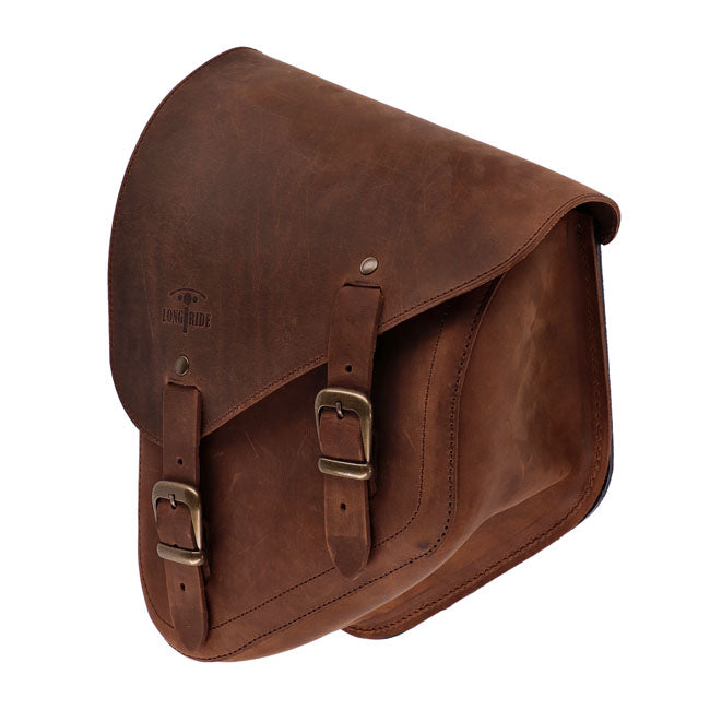 Longride Swingarm Bag. Smooth, Brown Leather – 1984–2017 Softail