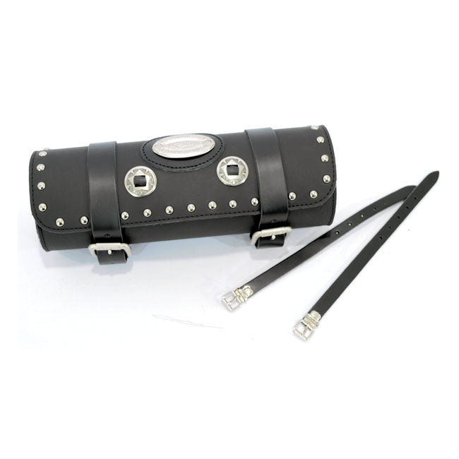 Longride, Genuine Leather Tool Roll 2.8L. Studded Black for Universal