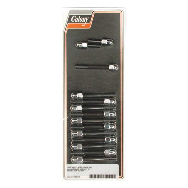 Colony Sportster Rocker Box Bolt Kit. Acorn, Chrome – 1957–1976 XL Sportster