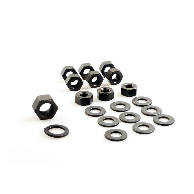 Colony Transmission Side Cover Nut Kit. Parkerized Hex – 1936–1986 4-Speed Big Twin