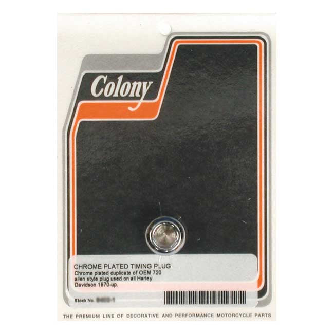Colony Timing Plug. OEM Style Allen. Chrome – Timing Plug: 1938–1999 Big Twin…